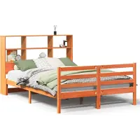 Syfax Massivholzbett mit Regal ohne Matratze Wachsbraun 120x190 cm