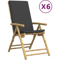 vidaXL Gartenstühle 6 Stk. Verstellbar Klappbar mit Kissen Bambus
