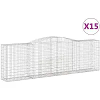 vidaXL Gabionen mit Hochbogen 15 Stk 400x50x120/140cm Verzinktes Eisen