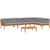 vidaXL 5-tlg. Garten-Sofagarnitur aus Paletten mit Kissen Akazienholz
