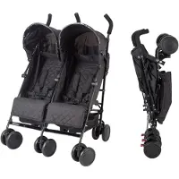 X-adventure X Adventure Zwillingsbuggy / Duo Buggy / Doppel-Kinderwagen / Geschwisterwagen - leichtes Aluminium-Gestell - zwei verstellbare Rückenlehnen - Schwarz