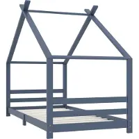 Syfax Kinder-Bettgestell Grau Massivholz Kiefer 90x200 cm