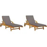 Syfax Sonnenliegen 2 Stk. mit Auflagen 200x68x83 cm Massivholz Akazie