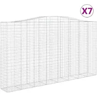 vidaXL Gabionen mit Hochbogen 7 Stk. 400x50x220/240cm Verzinktes Eisen