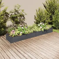 vidaXL "WINTER SALE"Hochbeet - Blumenkasten - Pflanzkorb - mit Einsatz Grau 240x45x25 cm Massivholz Tanne - Beete Einfacher Aufbau NEU4342220