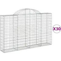 vidaXL Gabionen mit Hochbogen 30Stk. 200x30x120/140cm Verzinktes Eisen