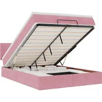 Syfax Ottoman-Bett mit Matratze & LEDs Rosa 140x190 cm Samt