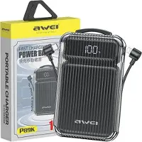 Awei PowerBank P89K, 10000 mAh, 22,5 W, schwarz, mit PD/Lightning-Kabel