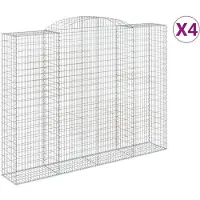 vidaXL Gabionen mit Hochbogen 4 Stk. 300x50x220/240cm Verzinktes Eisen