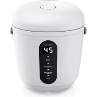 Arendo Reiskocher digital 0,8L mit Messbecher & Reislöffel, 2 Kochprogramme, Warmhaltefunktion, Timer, 300W, Weiß