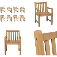 vidaXL Gartenstühle 8 Stk. mit Creme Kissen Massivholz Teak - Gartenstuhl - Gartenstühle - Gartensessel - Holzstuhl