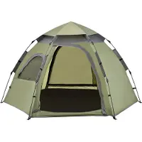 En.casa Campingzelt 'Nybro' für 2-3 Personen 240 x 205 x 140 cm Dunkelgrün / Dunkelgrau