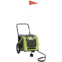 vidaXL Fahrradanhänger Hunde Grün und Schwarz Oxford-Gewebe & Eisen