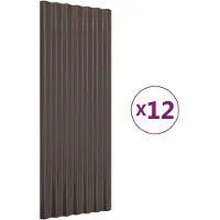 vidaXL Dachpaneele 12 Stk. Verzinkter Stahl Braun 100x36 cm