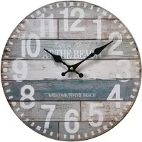 Rebecca Mobili Wanduhr, Antikeffekt aus hellblauem und weißem Holz ø 33,8 cm