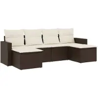 vidaXL 6-tlg. Garten-Sofagarnitur mit Kissen Braun Poly Rattan