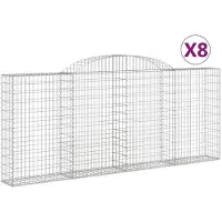 vidaXL Gabionen mit Hochbogen 8 Stk. 300x30x120/140cm Verzinktes Eisen