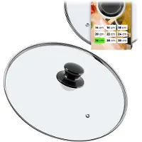 Kadax Topfdeckel "Caserta", Universaldeckel aus Glas mit Schwarzmatt griff, 24 cm
