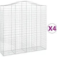 vidaXL Gabionen mit Hochbogen 4 Stk. 200x50x200/220cm Verzinktes Eisen