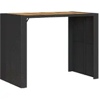 vidaXL Garten-Bartisch mit Holzplatte Schwarz 145x80x110 cm Polyrattan