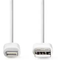 Nedis Lightning Kabel - USB 2.0 - Apple Lightning 8-Pin - USB-A Stecker - 480 Mbps - Vernickelt - 3.00 m - Rund - PVC - Weiss - Label