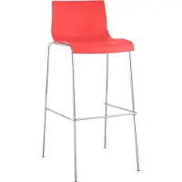 CLP Barhocker Hover Kunststoff 4-Fuß Gestell, mit Rückenlehne & Fußstütze rot Gestell Farbe chrom