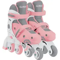 Globber LEARNING SKATES 2in1 – Inline- und Quad-Skates Kinder, verstellbar Gr.30-33, ABEC 9, Rollengröße 54x24 mm, rosa