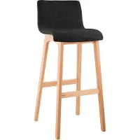 DELUKE Barhocker TENAR - Stoff Dunkelgrau 41x46x102 cm Braun | Barstuhl Mit Lehne Tresenhocker Tresenstuhl Kneipenhocker Kneipenstuhl