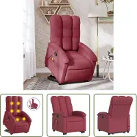 The Living Store Massagesessel mit Aufstehhilfe Weinrot Stoff