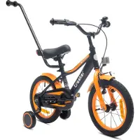 Sun baby Tracker Bike Kinderfahrrad Jungen Fahrrad Stützräder Schubstange 14 Zoll neon orange