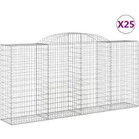 vidaXL Gabionen mit Hochbogen 25 Stk 300x50x140/160cm Verzinktes Eisen