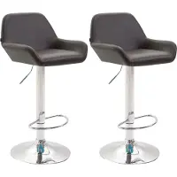 CLP 2er Set Barhocker Braga Kunstleder drehbar und höhenverstellbar braun Gestell Farbe chrom
