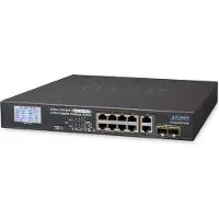 Planet 8-Port 10/100TX 802.3at combo PoE Switch 2-Port Gigabit TP/SFP, with LCD PoE Monitor, 120 Watts, Unmanaged, L2, Fast Ethernet (10/100), Power over Ethernet (PoE), Rack-Einbau, 1U