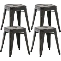 CLP 4er Set Hocker Armin aus Metall | Farbe schwarz-gold