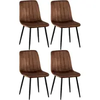 DELUKE 4er Set Stühle LENZ Samt - 88x45x53cm, braun, Metall Gestell | Stühle Esszimmerstühle Stuhl Esszimmer Esstisch Stühle Küchenstuhl