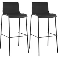 DELUKE 2er Set Barhocker TENAR - Kunststoff Schwarz 43x48x100 cm Schwarz | Barstuhl Mit Lehne Tresenhocker Tresenstuhl Kneipenhocker Kneipenstuhl