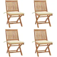 Prolenta Maison Exclusive - Klappstühle mit Kissen, 4-teilig, Massivholz Teakholz