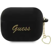 GUESS Guap2Lschsk Hülle Für Airpods Pro 2 Cover - Schwarze Silikon-Charm-Herz-Kollektion