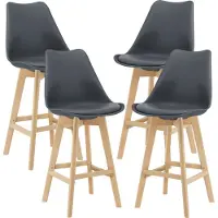 En.casa Barhocker Lublin 4er Set Barstuhl mit Rückenlehne Bistrohocker Set 4 Teilig Gepolstert Grau []