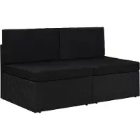 vidaXL "im Angebot" Modulares 2-Sitzer-Sofa Poly Rattan Schwarz - Stapelsessel CC20244