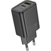 Hoco Handy-Ladegerät USB A + USB C QC3.0 PD 3A 30W N63 schwarz