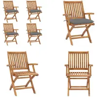 vidaXL Klappbare Gartenstühle mit Kissen 4 Stk. Massivholz Teak - Gartenstuhl - Gartenstühle - Holzstuhl - Holzstühle