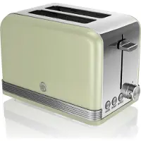 Swan ST19010GNEU Retro Toaster Breite Schlitze 2 Scheiben 3 Funktionen 6 Stufen Toasting, Vintage Grün