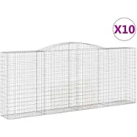 vidaXL Gabionen mit Hochbogen 10 Stk 400x50x160/180cm Verzinktes Eisen