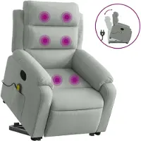 Syfax Massagesessel mit Aufstehhilfe Hellgrau Samt