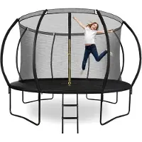 HyperMotion Großes Gartentrampolin 366 cm mit Leiter und Sicherheitsnetz für Kinder