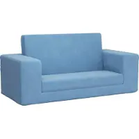 Syfax Kinder-Schlafsofa 2-Sitzer Blau Weicher Plüsch