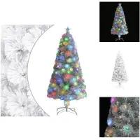 vidaXL Künstlicher Weihnachtsbaum mit Beleuchtung Weiß 120cm Glasfaser - Weihnachtsbäume