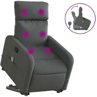 Syfax Massagesessel mit Aufstehhilfe Dunkelgrau Stoff