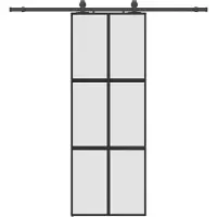 Syfax Schiebetür mit Beschlag Schwarz 76x205 cm Hartglas